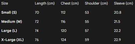 Size chart