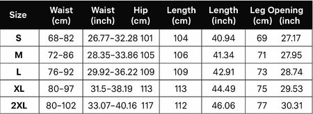 Size chart